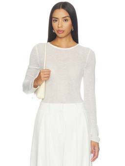 SANS FAFF - Alpaca Sheerline Women's Sheer Knit Crew Neck Top White