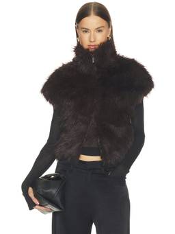 Sanctuary - Silky Women's Faux Fur Zippered Vest Black