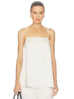 SOLAQUA - Polka Dot Women's Sleeveless Satin Mini Dress Off White