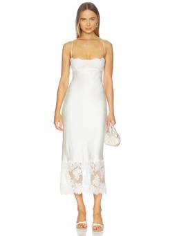 Stone Cold Fox - Carmela Women's Lace Trim Slip Midi Dress White