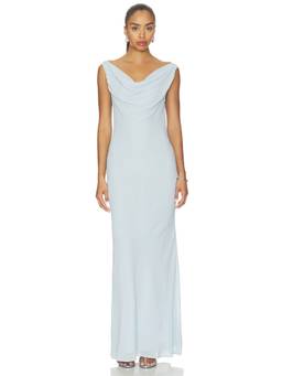 Stone Cold Fox - Gaia Women's Draped Cowl Neck Maxi Dress Blue