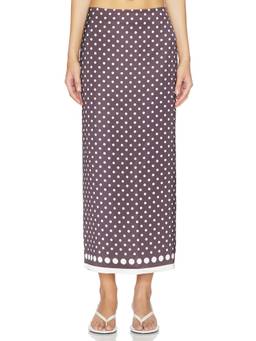 Stone Cold Fox - x REVOLVE Women's Polka Dot Satin Midi Skirt Brown