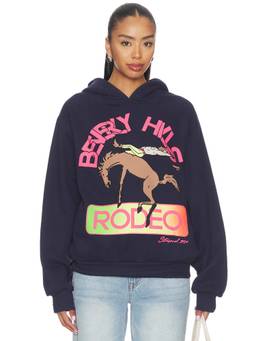 Stay Cool - Rodeo Women's Graphic Fleece Pullover Hoodie Navy Blue