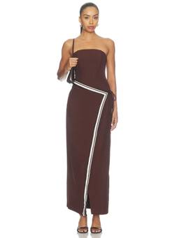 SEVEN WONDERS - Marta Women's Strapless Wrap Maxi Dress Brown