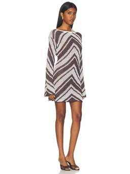 SEVEN WONDERS - Mazie Women's Long Sleeve Crochet Knit Mini Dress Brown
