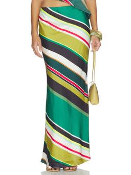 SEVEN WONDERS - Vera Women's Striped Satin Maxi Skirt Multi-Color