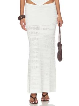 SEVEN WONDERS - Wrenley Women's Pull-On Textured Knit Maxi Skirt Off White