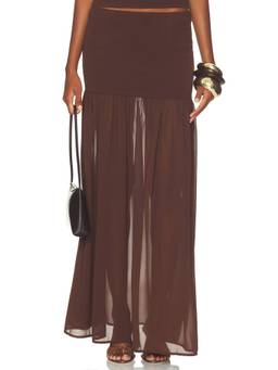 SEVEN WONDERS - Low Waisted Women's Contrast Jersey Maxi Skirt Brown