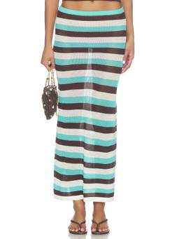 SEVEN WONDERS - Hazel Women's Low Waist Striped Crochet Knit Midi Skirt Multi-Color