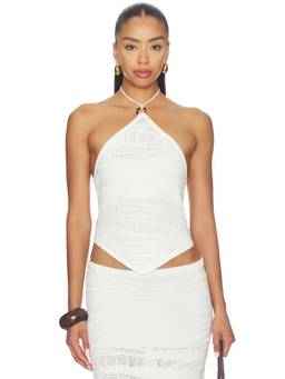 SEVEN WONDERS - Wrenley Women's Halter Tie Knit Top Off White