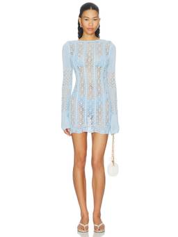 SNDYS - Mattie Crochet Women's Sheer Knit Mini Dress Blue