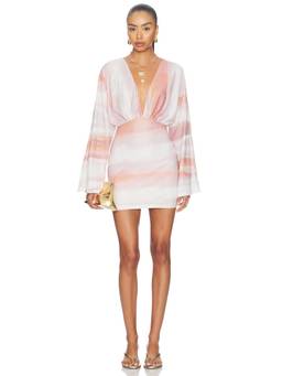 SNDYS - Helene Women's Printed Cinched Waist Mini Dress Pink