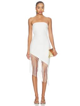 SNDYS - Caspian Women's Strapless Tassel Trim Mini Dress White