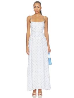 SNDYS - Jenna Women's Polka Dot Shoulder Strap Maxi Dress White