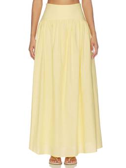 SNDYS - Nesa Women's High-Waist Smocked Maxi Skirt Yellow