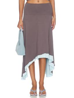 SNDYS - Madison Women's Asymmetric Hem Midi Skirt Grey