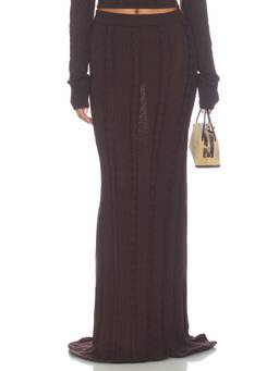 SNDYS - Rory Women's Cable Knit Pull-On Maxi Skirt Brown