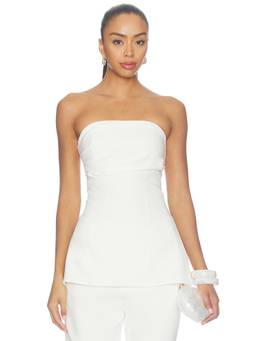 SNDYS - Longline Women's Strapless Shirred Twill Top White