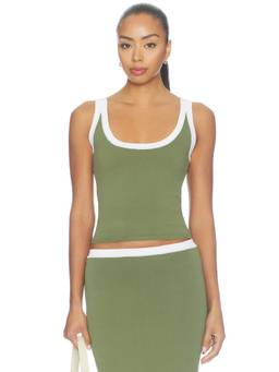 SNDYS - Charleston Women's Contrast Trim Scoop Neck Tank Top Green