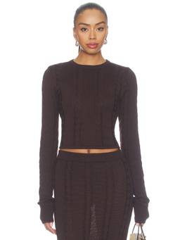 SNDYS - Rory Women's Cable Knit Crop Top Brown