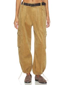 SEA - Garrett Corduroy Women's Mid-Waist Cargo Pants Khaki