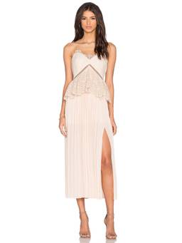 self-portrait - Taffeta Lace Women's Sleeveless Contrast Midi Dress Cream