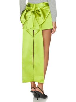 self-portrait - Satin Bow Women's Belted Mini Skirt Green