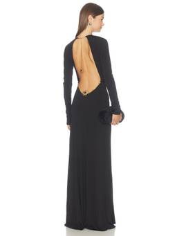 SIDERA - Rhea Women's Backless Chain Detail Maxi Gown Black