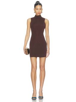 SER.O.YA - Metallic Knit Women's Sleeveless High Neck Bodycon Dress Bronze