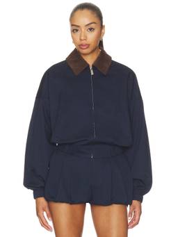 SER.O.YA - Women's Lightweight Twill Zippered Bomber Jacket Navy Blue