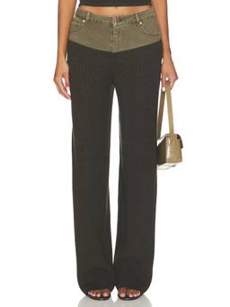SER.O.YA - Chani Women's Mid-Waist Wide-Leg Palazzo Pants Olive