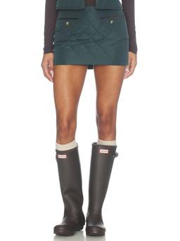 SER.O.YA - Genna Women's Quilted Ripstop Mini Skirt Green