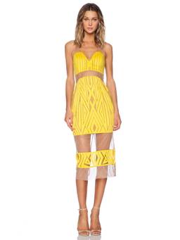 Shona Joy - Binx Women's Sheer Lace High Neck Maxi Dress White