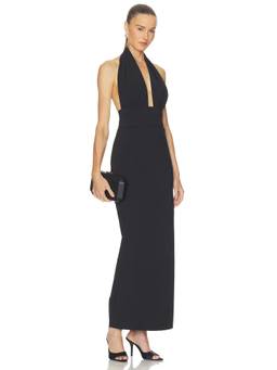 Shona Joy - Campbell Women's Halter Plunging Maxi Dress Black
