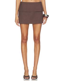 Shona Joy - Asher Women's Fully Lined Tailored Mini Skirt Brown