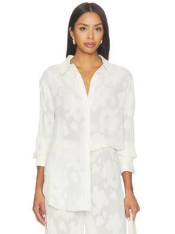 Shona Joy - Bowery Women's Jacquard Button-Down Shirt White