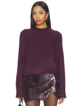 Show Me Your Mumu - Emerson Women's Ribbed Split-Hem Crew Neck Pullover Sweater Maroon