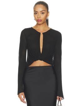 Significant Other - Yeirah Women's Sheer Twist Front Crop Top Black