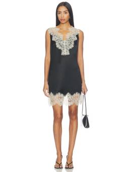 Simon Miller - Satin Lace Women's Sleeveless Relaxed Mini Dress Black