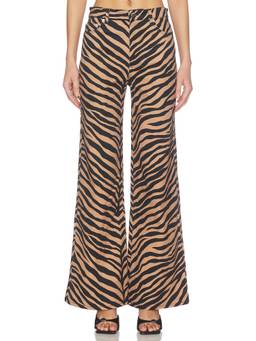 Simon Miller - Rumie Women's Mid-Waist Zebra Print Wide-Leg Jeans Beige