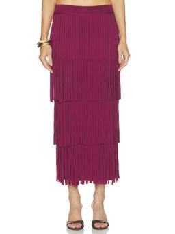 Simon Miller - Za Za Knit Women's Fringe Tiered Midi Skirt Magenta