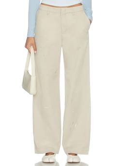 Still Here - Painter Women's Mid-Waist Wide Trousers Beige