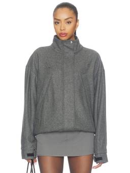 Sandy Liang - Papas Women's Wool Blend Zippered High Neck Jacket Grey