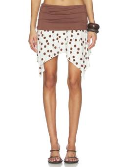 Susmies - Nina Dots Women's Faux Layered Mini Skirt Brown