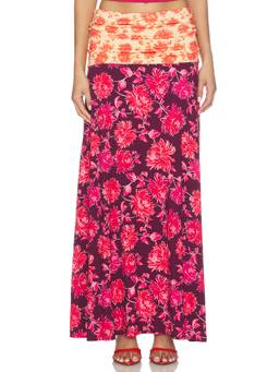 Susmies - Flora Women's Floral Foldover Maxi Skirt Multi-Color