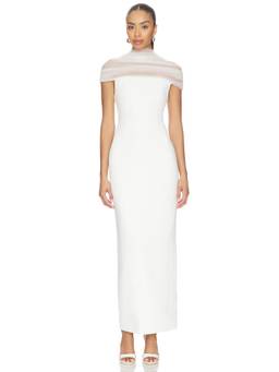 Sonya Moda - Crepe Women's Off-Shoulder Back-Zip Maxi Dress White