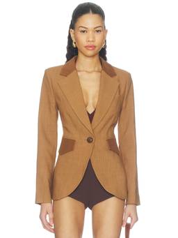 Smythe - Blocked Seamed Women's Tailored Single-Breasted Blazer Brown
