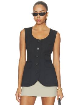Smythe - Portrait Neck Women's Sleeveless Button Front Vest Black