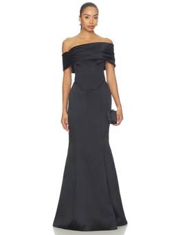 SOLACE London - Alta Women's Off-Shoulder Fitted Maxi Dress Black