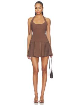 Sovere - Mavi Women's Halter Neck Twill Mini Dress Brown